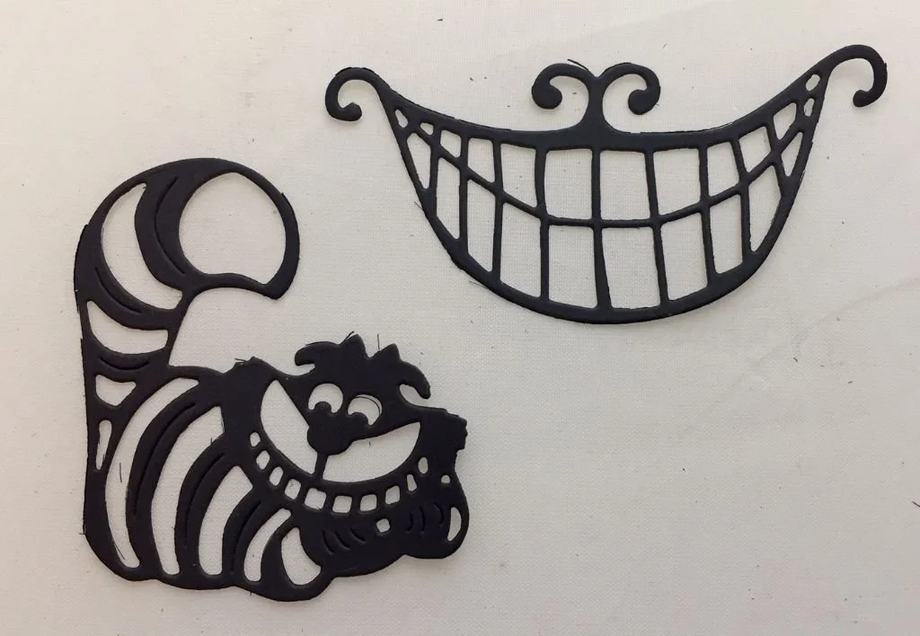 Cheshire Cat and Grin * Ten Sets * Black or White Cardstock — The